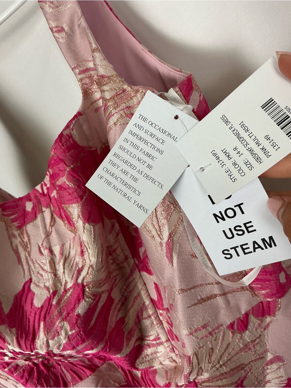 Dessy Collection Hibiscus Pink Floral Jacquard Maxi Dress - Picture 3 of 6